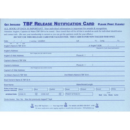 Release Notification Card – The Billfish Foundation